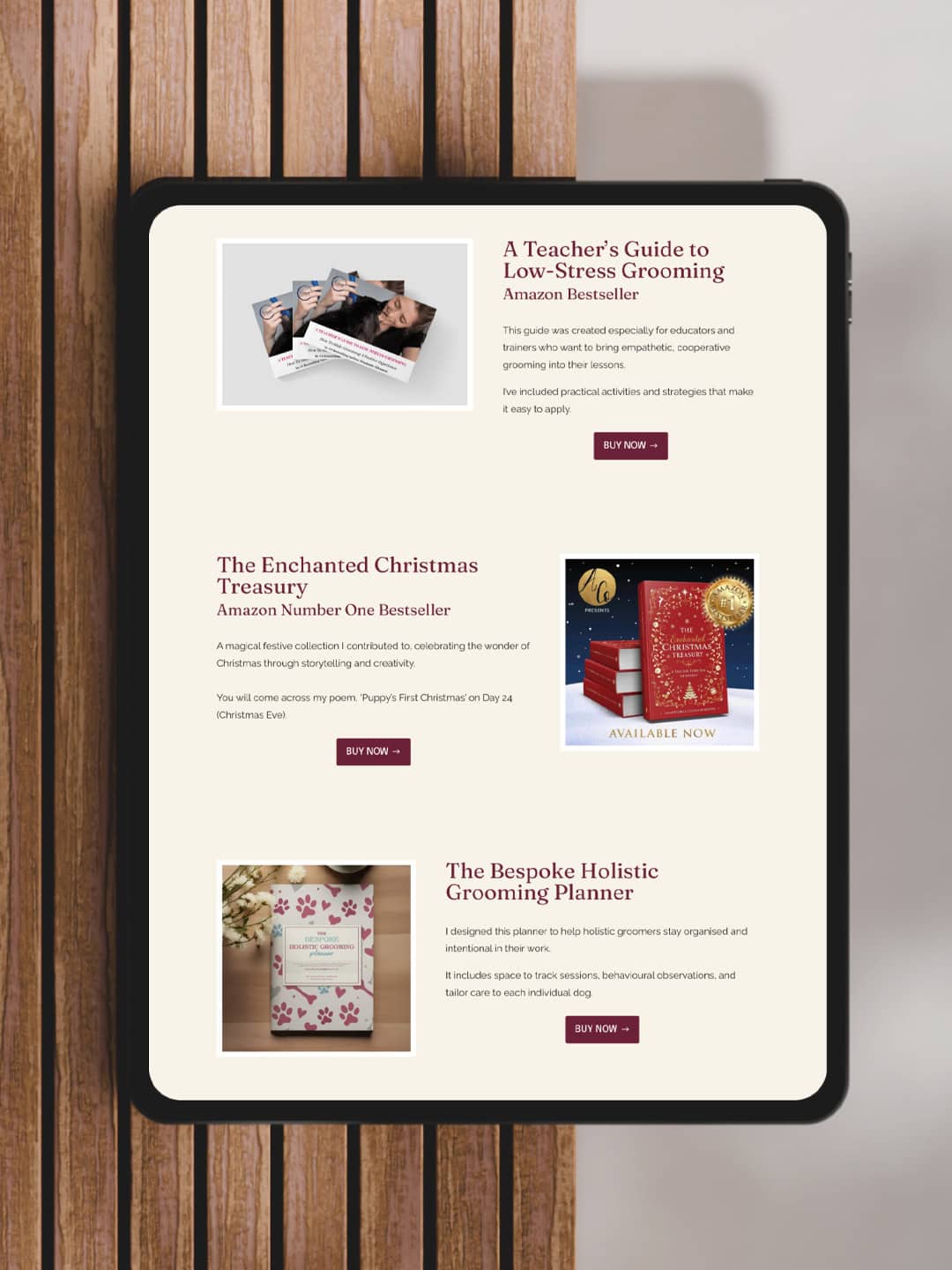 Author page from Stephanie Zikmann website by WUF design